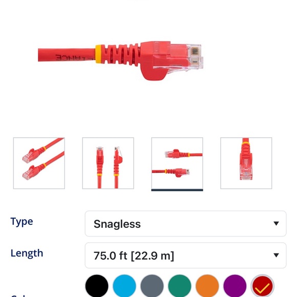 Startech 75ft CAT6 Ethernet Cable N6PATCH75RD new - Picture 3 of 6